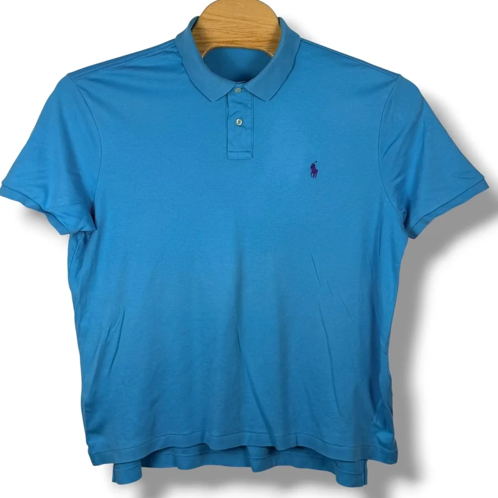 Polo Ralph Lauren Polo Shirt Mens XXL Blue Classic Fit Cotton Short Sleeve Pony
